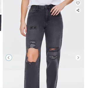 NWT Forever 21 Distressed Straight-Leg Jeans